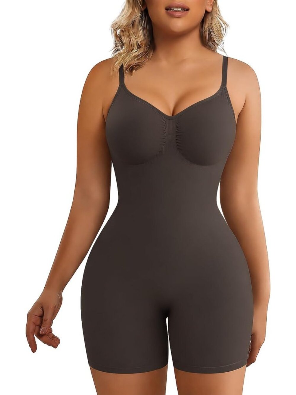 Tummy Control Bodysuit Shapewear for Women - Mid Thigh Body Shaper Shorts